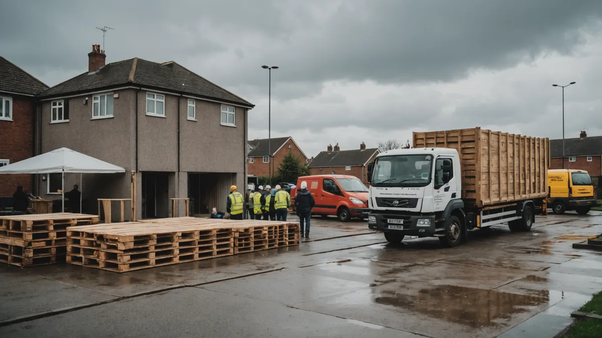 Building site delivery lorry